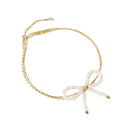 LIbgiubhy Mode Doppelringe Perlen Bowknot Armband Einstellbare Länge Kette Accessoire Für Trendige Frauen LIbgiubhy Mode Doppelringe Perlen Bowknot Armband Einstellbare Länge Kette Accessoire Für Trendige Frauen von LIbgiubhy