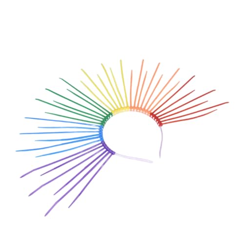 LIbgiubhy Regenbogenfarbe Halos Stirnband Kunststoff Kostüm Kopfbedeckung Verstellbarer Kopfschmuck Stylish Party Accessoire Für Frauen von LIbgiubhy