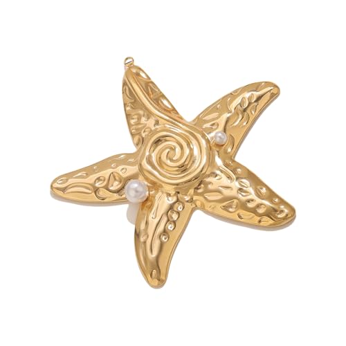 LIbgiubhy Robuster Edelstahl-Halskette mit Strandmotiv Seesterne, Muschel-Anhänger für Damen, Ozeanmuschel-Anhänger, Einheitsgröße, Wie beschrieben, Wie beschrieben von LIbgiubhy