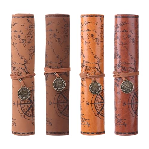 LIbgiubhy Set Bleistifthülle Große Kapazität Bleistift Beutel Leder Bleistifthülle Schreibwarenbeutel Kosmetische Tasche Schatzkarten Bleistiftbeutel von LIbgiubhy