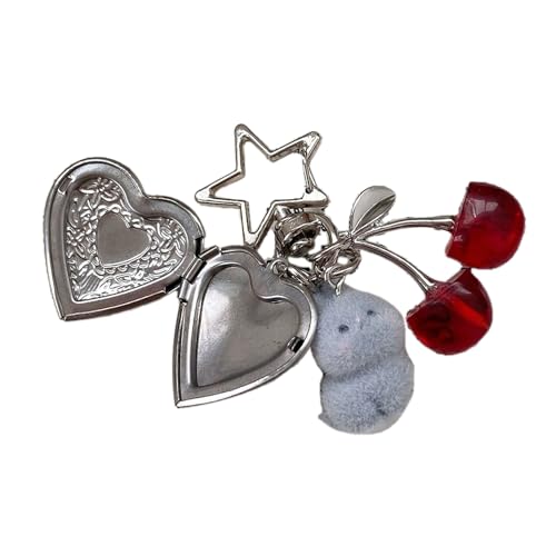 LIbgiubhy Stilvolle Kaninchen Cherries Keychain Einzigartige Ästhetische Leichte Robuste Schlüsselringe Perfekt Für Die Schlüsselorganisation Und Dekore von LIbgiubhy
