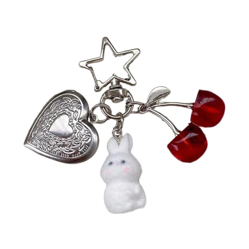 LIbgiubhy Stilvolle Kaninchen Cherries Keychain Einzigartige Ästhetische Leichte Robuste Schlüsselringe Perfekt Für Die Schlüsselorganisation Und Dekore von LIbgiubhy