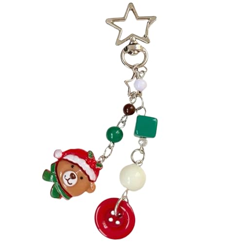 LIbgiubhy Trendiger Handy-Anhänger mit Perlen, Weihnachtsmotiv, bunte Perlen, Rucksack-Dekoration für modische Frauen von LIbgiubhy