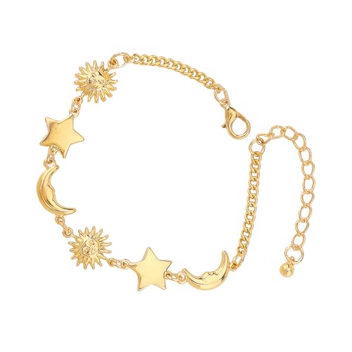 LIbgiubhy Trendy Verstellbar 14 Karat Gold Charme Armband Moon Star Beach Schmuck Verstellbarer Charme Kette Handgelenk Dekoration Für Frauen LIbgiubhy Trendy Verstellbar 14 Karat Gold Charme Armband Moon Star Beach Schmuck Verstellbarer Charme Kette Handgelenk Dekoration Für Frauen von LIbgiubhy
