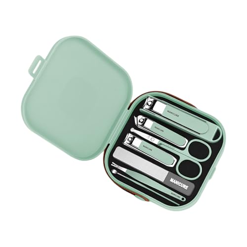 Maniküre Set Nails Clippers Set 7pcs Edelstahl Stähle Nägel Pflegekits Pediküre Set Mit Plastik Reisefall Frauen Männer von LIbgiubhy