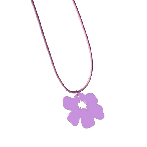 Retro Inspirierte Lebendige Blumenanhänger Halskette Buntes Acrylblumencharn Heckkette Einzigartiger Handgefertigter Jugendlicher Schmuck von LIbgiubhy
