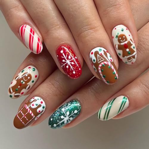 Schokoladenhaus Nagelnägel Zum Aufkleben Mandel Kunstnägel Mit Lebkuchenmann Designs Weihnachtsnägel Zum Aufdrücken Für Frauen Und Mädchen Schokoladenhaus Nagelnägel Zum Aufkleben Mandel Kunstnägel Mit Lebkuchenmann Designs Weihnachtsnägel Zum Aufdrücken Für Frauen Und Mädchen von LIbgiubhy
