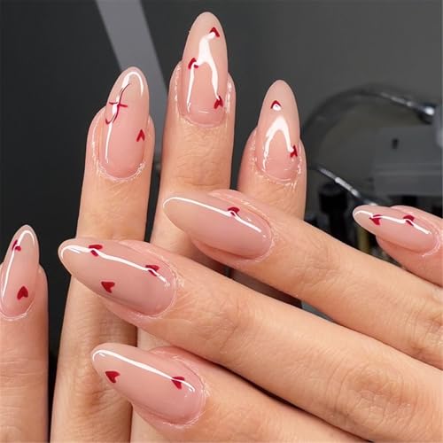 Valentinstag Herz falsche Nägel 24 Stück Press on Nails Acryl Nägel Kunst Maniküre Nägel Dekoration für Frauen von LIbgiubhy