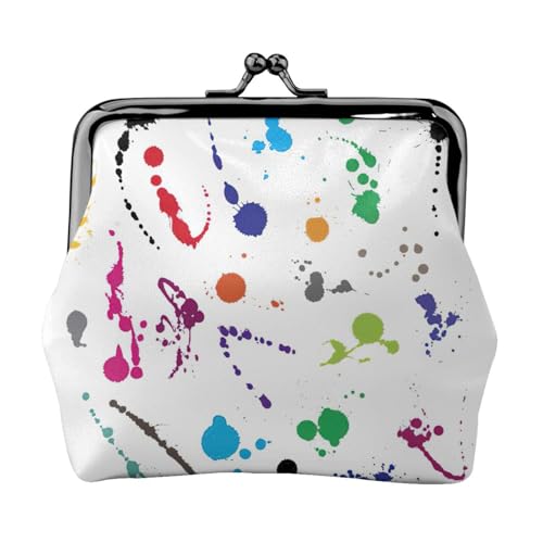 Abstrakte Farbspritzer Druck Damen Mikrofaser Leder Kiss Lock Münzbörse Mini Geldbörse für Karten und Lippenstift von LJABCVNN