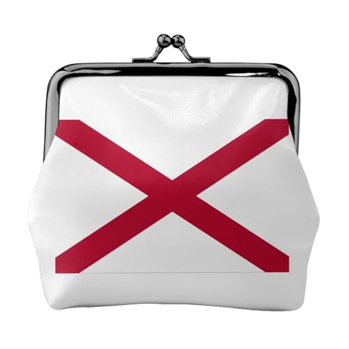 Alabama Staatsflagge Druck Damen Mikrofaser Leder Kiss Lock Münzbörse Mini Geldbörse für Karten und Lippenstift von LJABCVNN