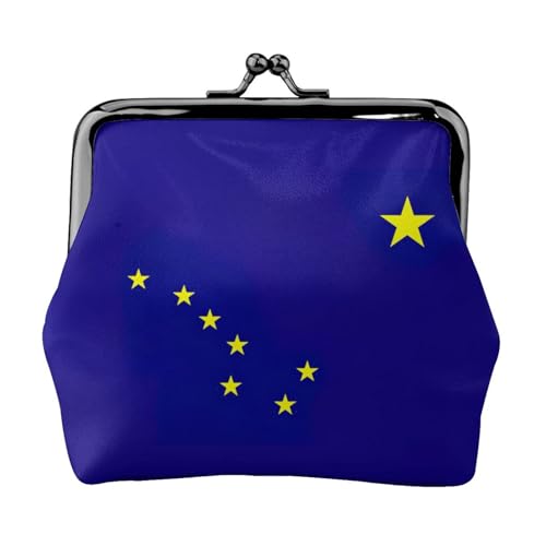 Alaska State Flag Print Damen Mikrofaser Leder Kiss Lock Coin Purse Mini Wallet für Karten und Lippenstift von LJABCVNN