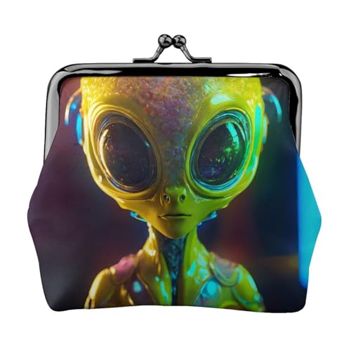 Alien Planet Print Damen Mikrofaser Leder Kiss Lock Coin Purse Mini Wallet für Karten und Lippenstift von LJABCVNN