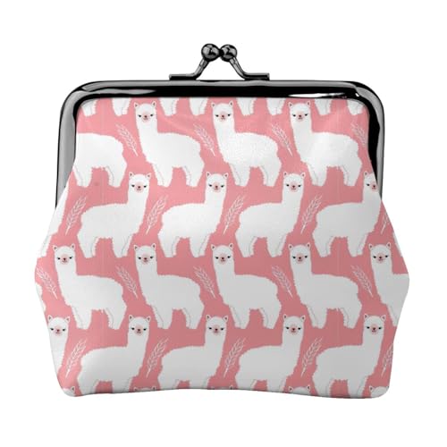 Alpaka Lama Print Damen Mikrofaser Leder Kiss Lock Coin Purse Mini Wallet für Karten und Lippenstift von LJABCVNN