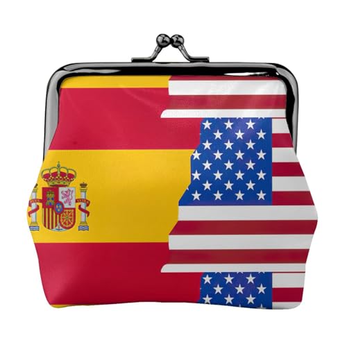 American Spain Flag Print Damen Mikrofaser Leder Kiss Lock Coin Purse Mini Wallet für Karten und Lippenstift von LJABCVNN