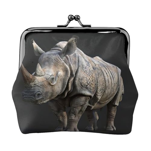 Animal Rhino Print Damen Mikrofaser Leder Kiss Lock Coin Purse Mini Wallet für Karten und Lippenstift von LJABCVNN