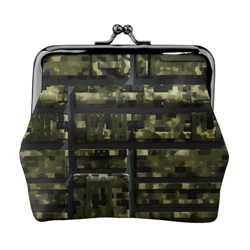 Army Digital Camouflage Print Damen Mikrofaser Leder Kiss Lock Coin Purse Mini Wallet für Karten und Lippenstift von LJABCVNN