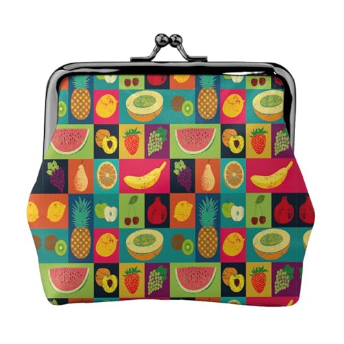 Art Style Fruit Print Damen Mikrofaser Leder Kiss Lock Münzbörse Mini Geldbörse für Karten und Lippenstift von LJABCVNN