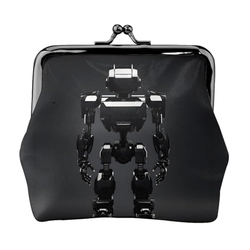 Black Robot Print Damen Mikrofaser Leder Kiss Lock Coin Purse Mini Wallet für Karten und Lippenstift von LJABCVNN
