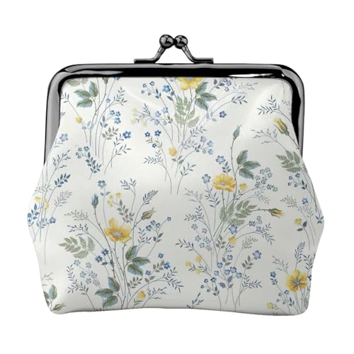 Blaue Blume Blumenmuster Rosen Druck Damen Mikrofaser Leder Kiss Lock Münzbörse Mini Geldbörse für Karten und Lippenstift von LJABCVNN