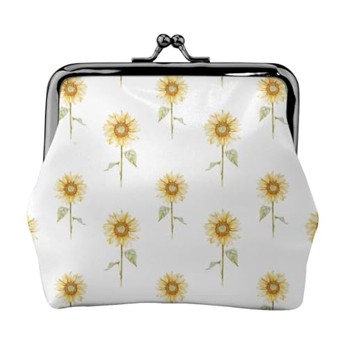 Blossoming Sunflower Print Damen Mikrofaser Leder Kiss Lock Coin Purse Mini Wallet für Karten und Lippenstift von LJABCVNN