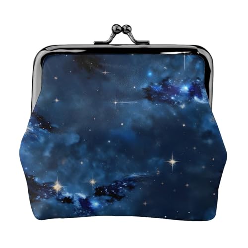 Blue Galaxy Print Damen Mikrofaser Leder Kiss Lock Coin Purse Mini Wallet für Karten und Lippenstift von LJABCVNN