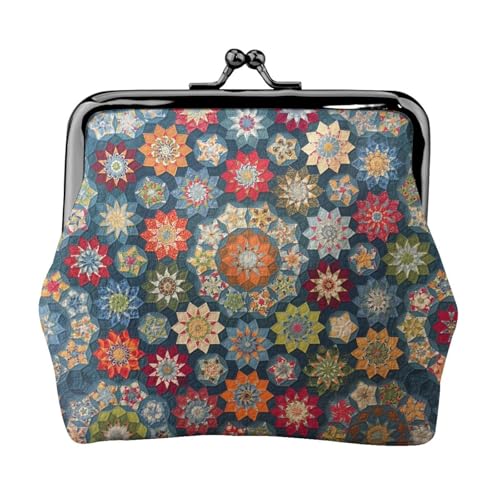 Bohemian Flower Print Damen Mikrofaser Leder Kiss Lock Coin Purse Mini Wallet für Karten und Lippenstift von LJABCVNN