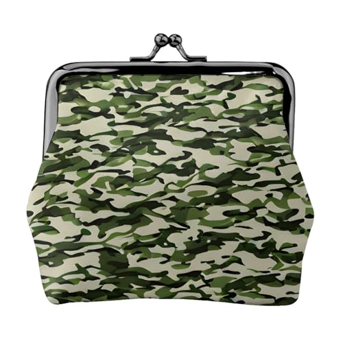 Camo Green Print Damen Mikrofaser Leder Kiss Lock Münzbörse Mini Geldbörse für Karten und Lippenstift von LJABCVNN