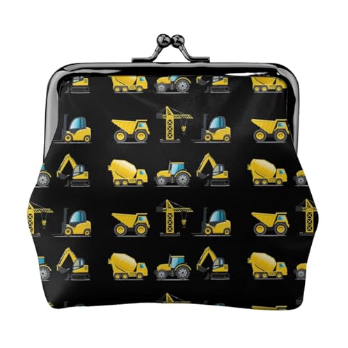 Cartoon Heavy Machinery Truck Print Damen Mikrofaser Leder Kiss Lock Coin Purse Mini Wallet für Karten und Lippenstift von LJABCVNN