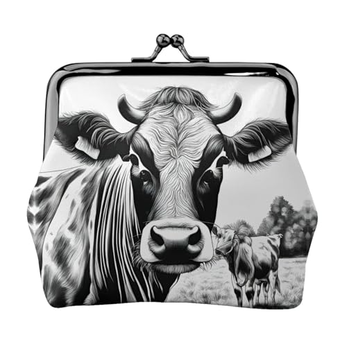 Cow Collection Damen Mikrofaser Leder Kiss Lock Münzbörse Mini Geldbörse für Karten und Lippenstift von LJABCVNN