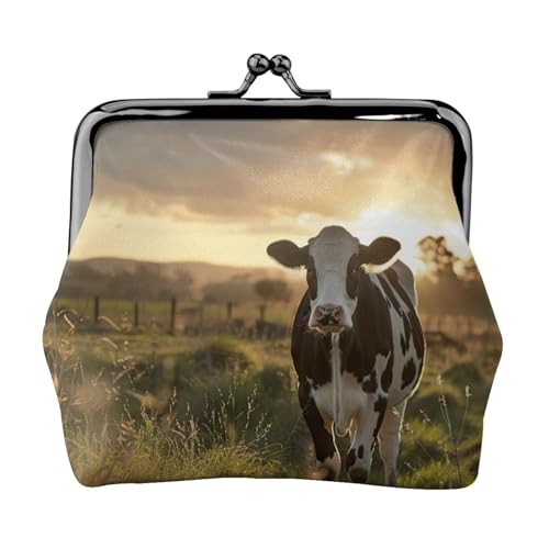 Dairy Cow Print Damen Mikrofaser Leder Kiss Lock Münzbörse Mini Geldbörse für Karten und Lippenstift von LJABCVNN
