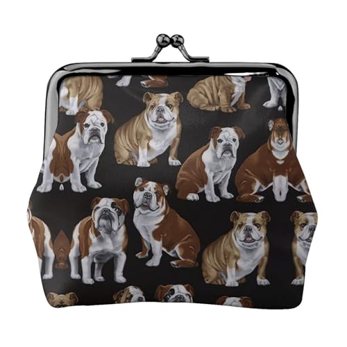 Englische Bulldoggen Druck Damen Mikrofaser Leder Kiss Lock Münzgeldbörse Mini Geldbörse für Karten und Lippenstift von LJABCVNN