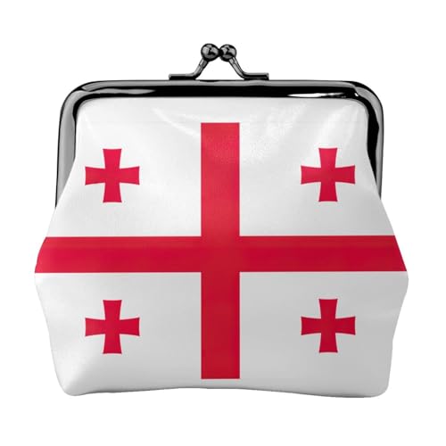 Flag of Georgia Print Damen Mikrofaser Leder Kiss Lock Coin Purse Mini Wallet für Karten und Lippenstift von LJABCVNN