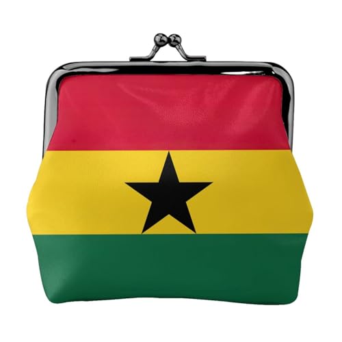Flag of Ghana Print Damen Mikrofaser Leder Kiss Lock Coin Purse Mini Wallet für Karten und Lippenstift von LJABCVNN