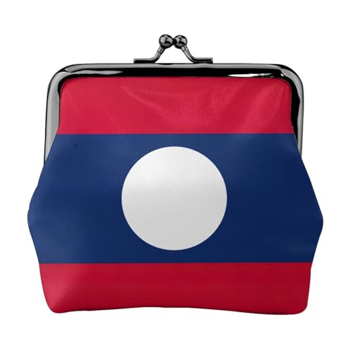 Flag of Laos Print Damen Mikrofaser Leder Kiss Lock Coin Purse Mini Wallet für Karten und Lippenstift von LJABCVNN
