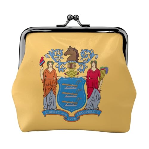 Flag of New Jersey Print Damen Mikrofaser Leder Kiss Lock Coin Purse Mini Wallet für Karten und Lippenstift von LJABCVNN