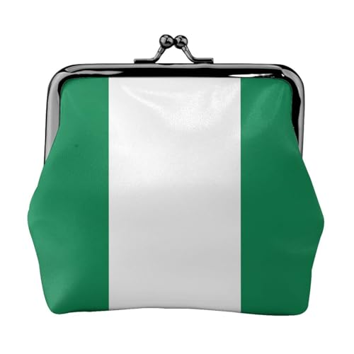 Flag of Nigeria Print Damen Mikrofaser Leder Kiss Lock Coin Purse Mini Wallet für Karten und Lippenstift von LJABCVNN