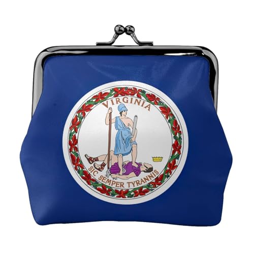Flag of Virginia Print Damen Mikrofaser Leder Kiss Lock Münzbörse Mini Geldbörse für Karten und Lippenstift von LJABCVNN
