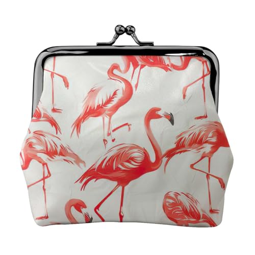 Flamingos On White Print Damen Mikrofaser Leder Kiss Lock Coin Purse Mini Wallet für Karten und Lippenstift von LJABCVNN