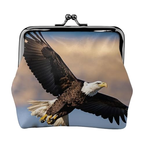 Flying Adler Print Damen Mikrofaser Leder Kiss Lock Münzgeldbörse Mini Geldbörse für Karten und Lippenstift von LJABCVNN