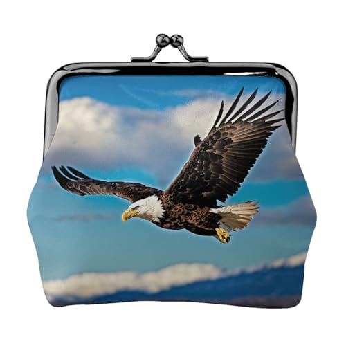 Flying Adler Print Damen Mikrofaser Leder Kiss Lock Münzgeldbörse Mini Geldbörse für Karten und Lippenstift von LJABCVNN