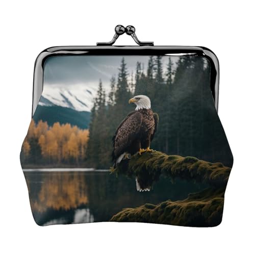 Flying Adler Print Damen Mikrofaser Leder Kiss Lock Münzgeldbörse Mini Geldbörse für Karten und Lippenstift von LJABCVNN