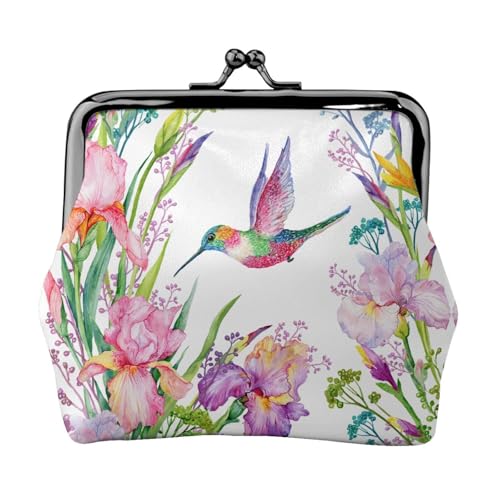 Garden with Birds and Flowers Print Women's Microfiber Leather Kiss Lock Coin Purse Mini Wallet for Cards and Lipstick von LJABCVNN