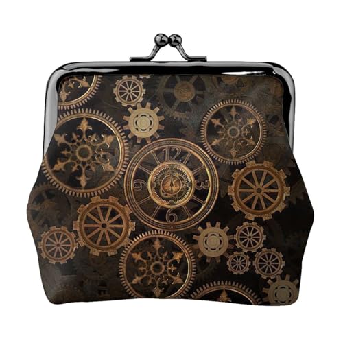 Gears Clock Bronze Century Print Damen Mikrofaser Leder Kiss Lock Münzbörse Mini Geldbörse für Karten und Lippenstift von LJABCVNN
