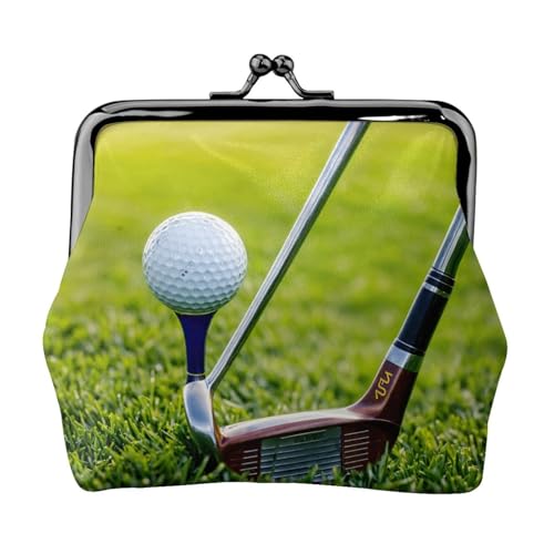 Golfplatz-Druck Damen Mikrofaser Leder Kiss Lock Münzbörse Mini Geldbörse für Karten und Lippenstift von LJABCVNN