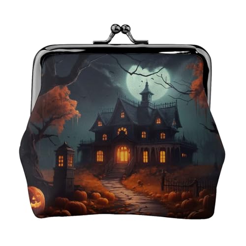 Gruseliger Halloween-Druck Damen Mikrofaser Leder Kiss Lock Münzbörse Mini Geldbörse für Karten und Lippenstift von LJABCVNN