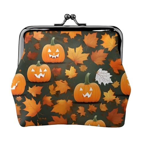 Happy Thanksgiving Day Pumpkin Print Damen Mikrofaser Leder Kiss Lock Münzbörse Mini Geldbörse für Karten und Lippenstift von LJABCVNN