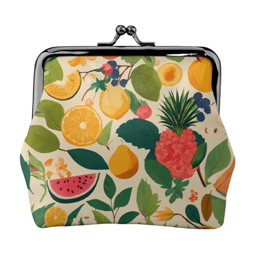 Hojas Tropicales Y Flores Print Damen Mikrofaser Leder Kiss Lock Coin Purse Mini Wallet für Karten und Lippenstift von LJABCVNN