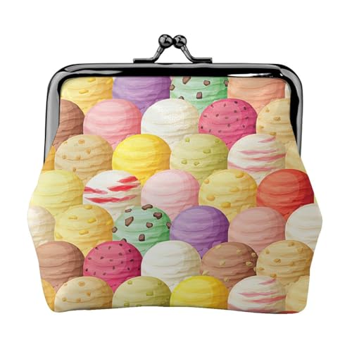 Ice Cream Print Damen Mikrofaser Leder Kiss Lock Coin Purse Mini Wallet für Karten und Lippenstift von LJABCVNN