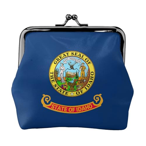 Idaho Staatsflagge Druck Damen Mikrofaser Leder Kiss Lock Münzbörse Mini Geldbörse für Karten und Lippenstift von LJABCVNN