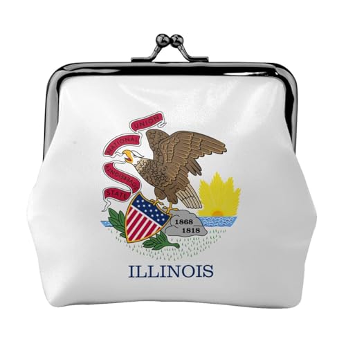 Illinois Staatsflagge Druck Damen Mikrofaser Leder Kiss Lock Münzbörse Mini Geldbörse für Karten und Lippenstift von LJABCVNN